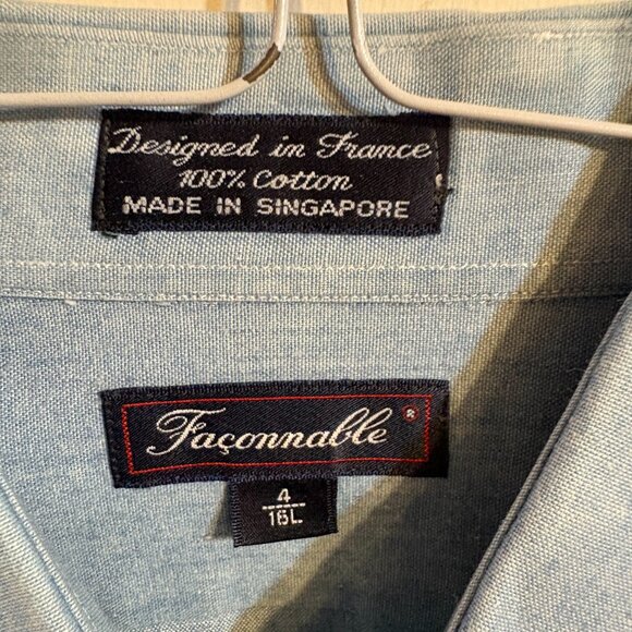 FACONNABLE Denim shirt - Blue Size Large - Picture 2 of 4